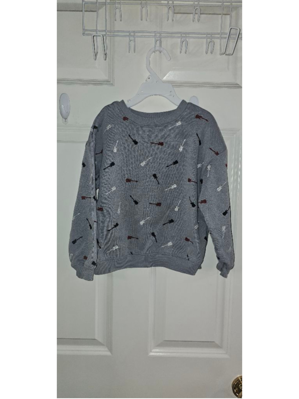 Boys LIAM & JAMES Gray Guitar Print pullover Sweatshirt 5T retro look